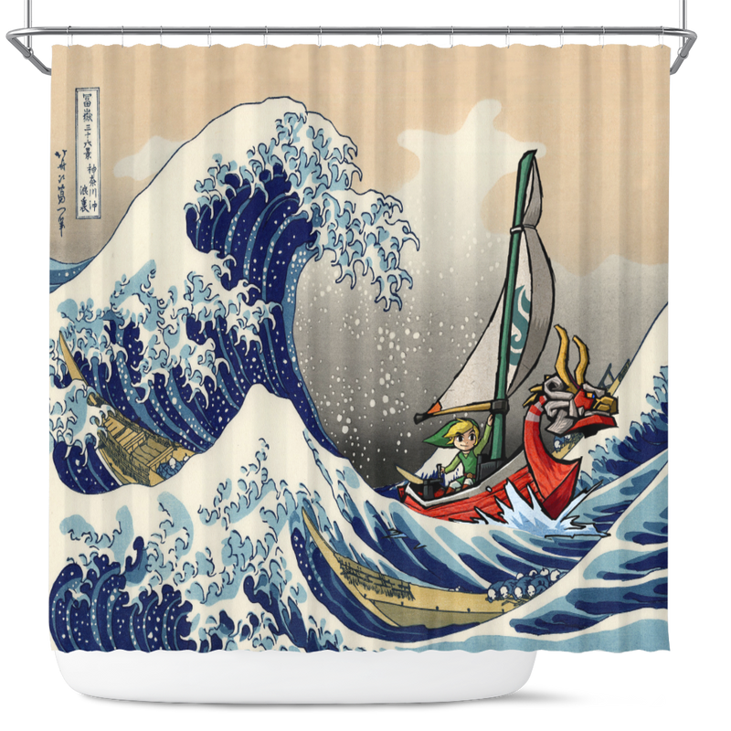 Legend Of Zelda The Great Wave Japan Shower Curtain