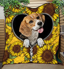Lovely Beagle Dog Sunflower Zipper Quilt Blanket Nearkii