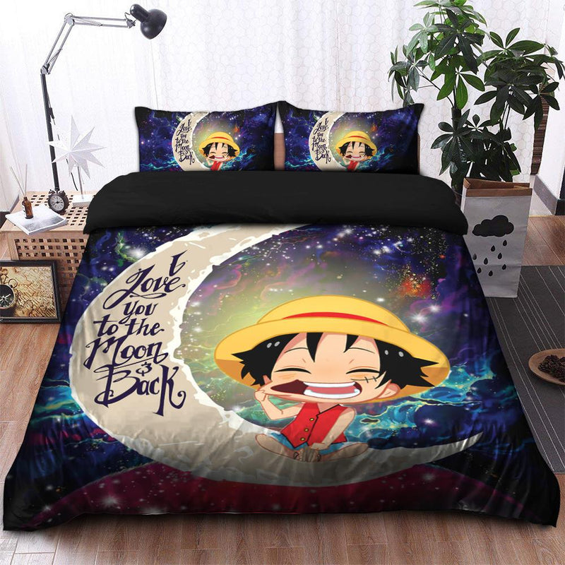 Luffy One Piece Love You To The Moon Galaxy Bedding Set Duvet Cover And 2 Pillowcases Nearkii