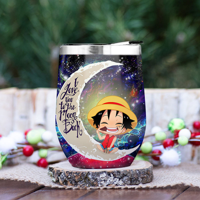 Luffy One Piece Love You To Moon And Back Premium Wine Tumbler Nearkii