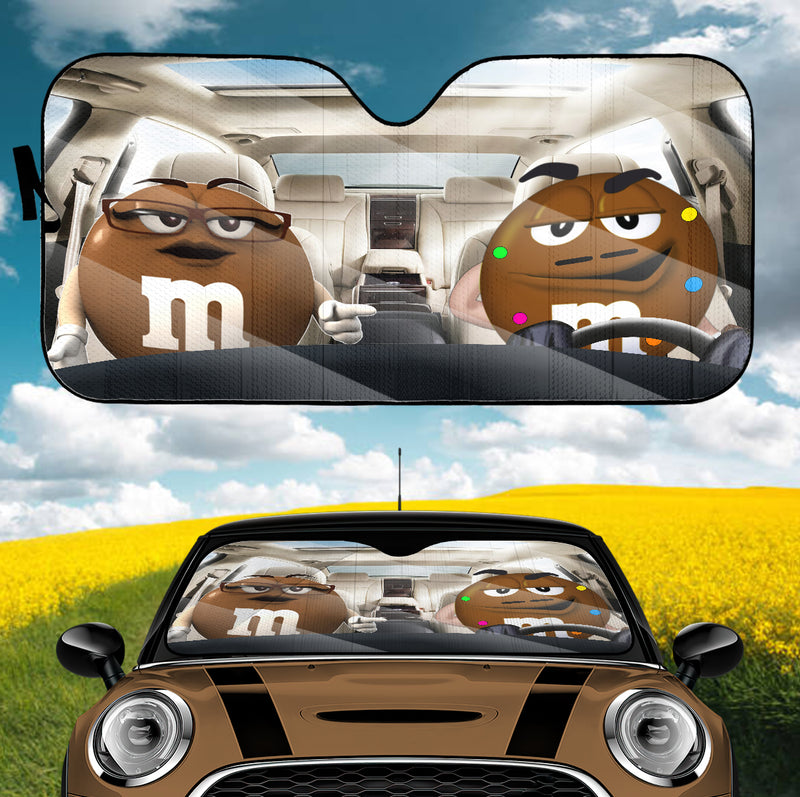 Funny M&M Chocolate Brown Driving Car Auto Sunshade