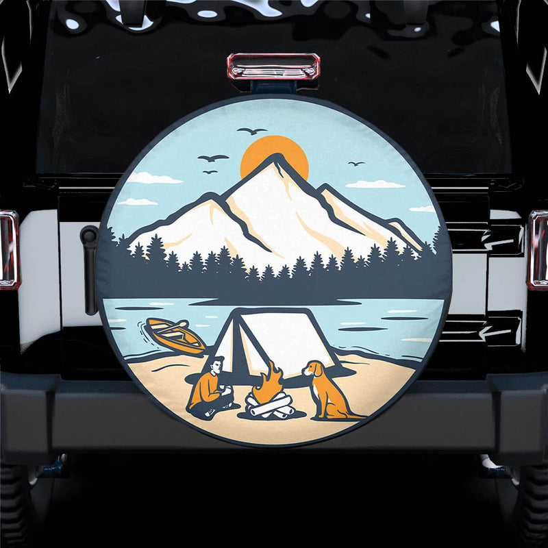 Man & Dog Summer Camp Spare Tire Cover Gift For Campers Nearkii
