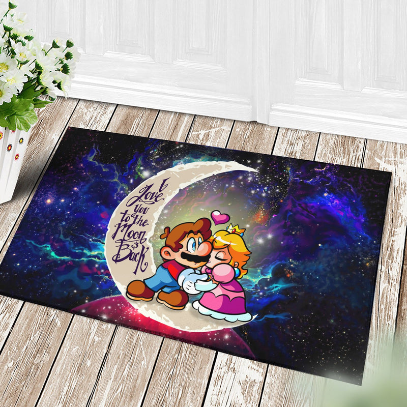 Mario Couple Love You To The Moon Galaxy Back Doormat Home Decor Nearkii