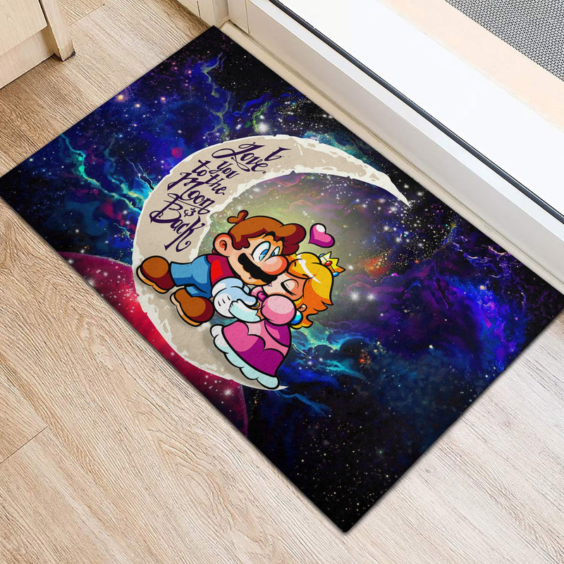 Mario Couple Love You To The Moon Galaxy Back Doormat Home Decor Nearkii