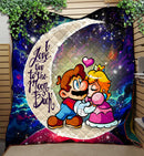 Mario Couple Love You To The Moon Galaxy Quilt Blanket Nearkii