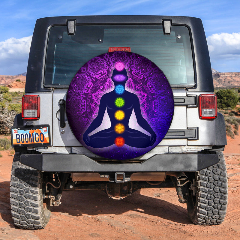 Meditating Human In Lotus Spare Tire Cover Gift For Campers Nearkii