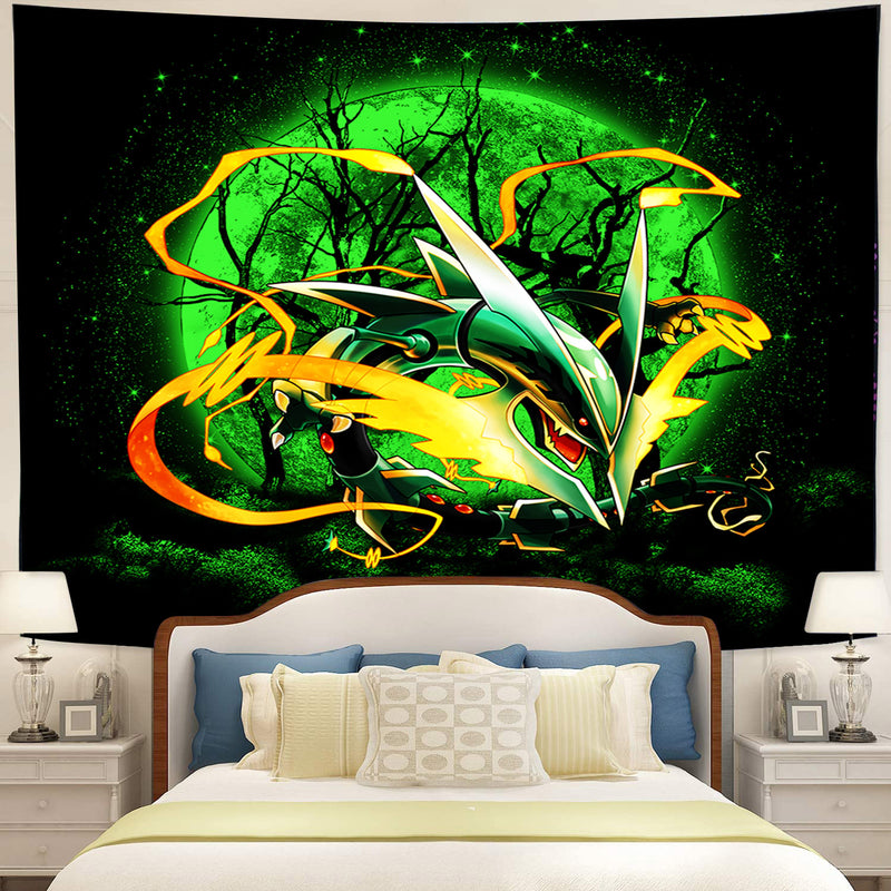 Mega X Rayquaza Pokemon Moonlight Tapestry Room Decor Nearkii