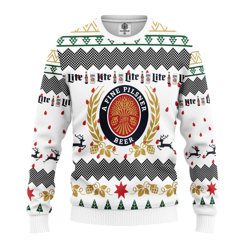 Miller Lite Beer Ugly Christmas Sweater Amazing Gift Idea Thanksgiving Gift