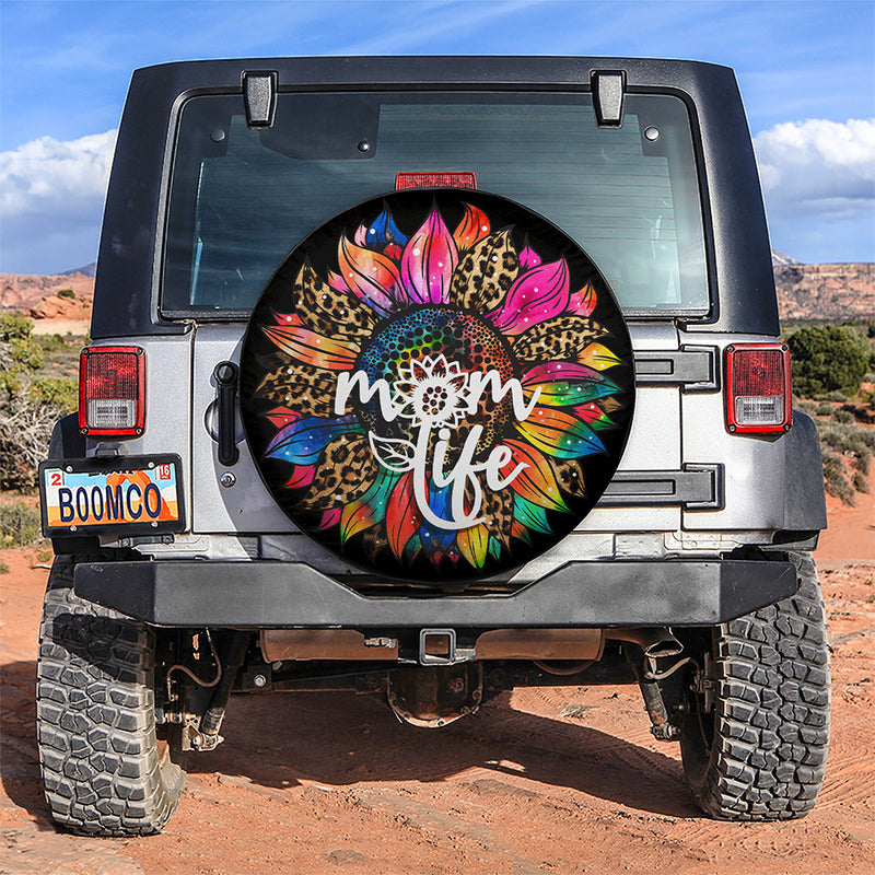 Mom Life Sunflower Colorful Leopard Jeep Car Spare Tire Covers Gift For Campers Nearkii