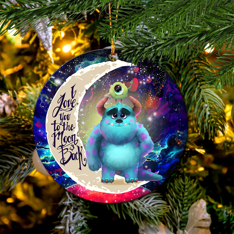 Monster Inc Sully And Mike Love You To The Moon Galaxy Mica Circle Ornament Perfect Gift For Holiday Nearkii