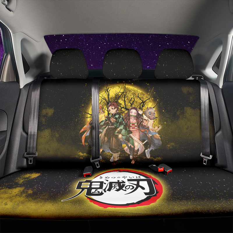 Moon Demon Slayer Anime Moonlight Galaxy Premium Custom Car Back Seat Covers Decor Protectors Nearkii