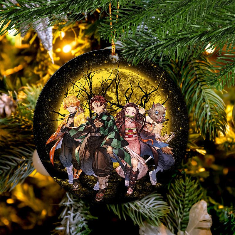Moon Demon Slayer Background Moonlight Mica Circle Ornament Perfect Gift For Holiday Nearkii