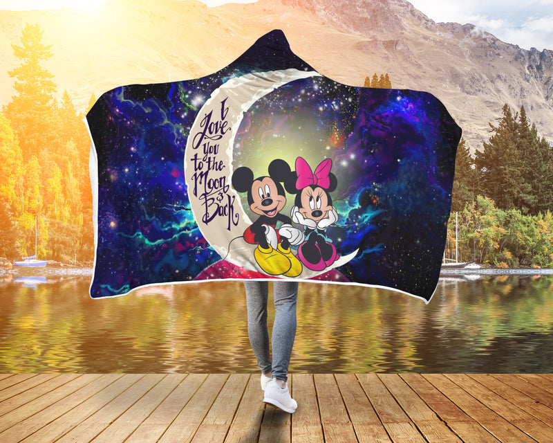 Mouse Couple Love You To The Moon Galaxy Economy Hooded Blanket Nearkii