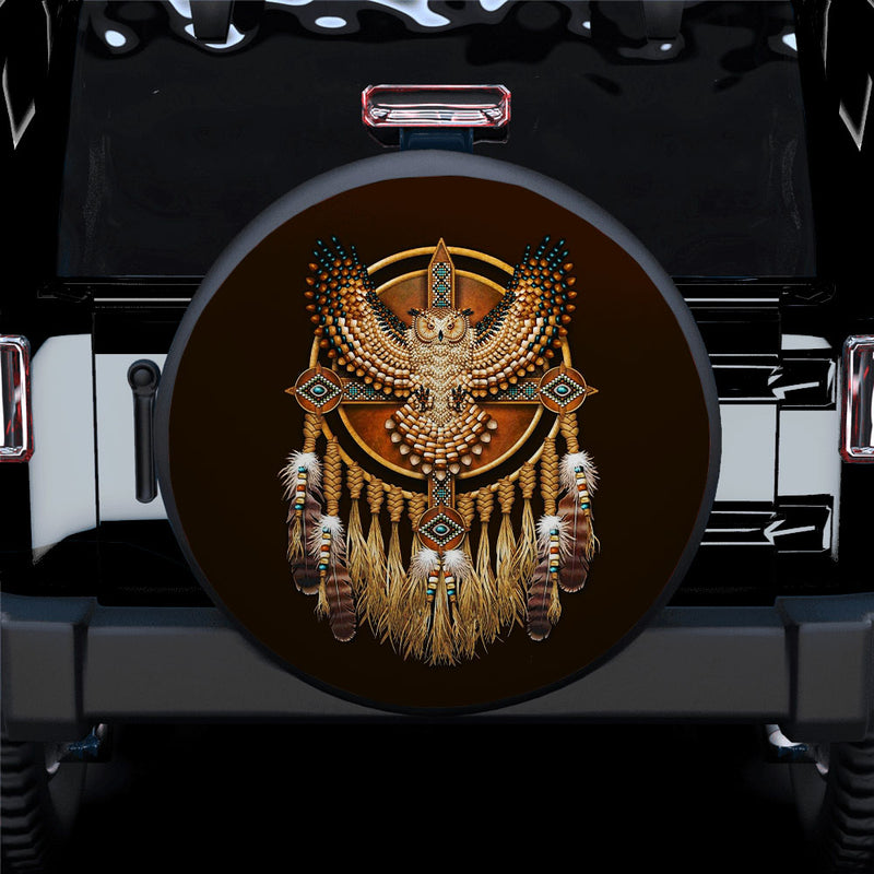 Native Owl, Native American Camping Car Spare Tire Cover Gift For Campers Nearkii
