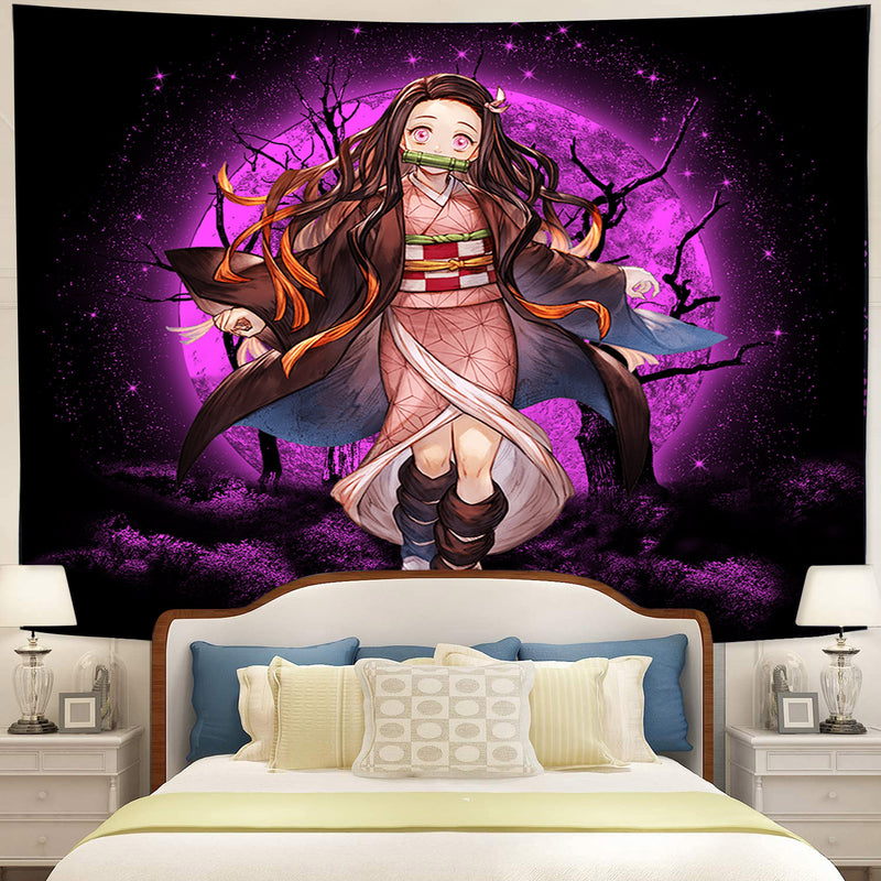 Nezuko Demon Slayer Moonlight Tapestry Room Decor Nearkii