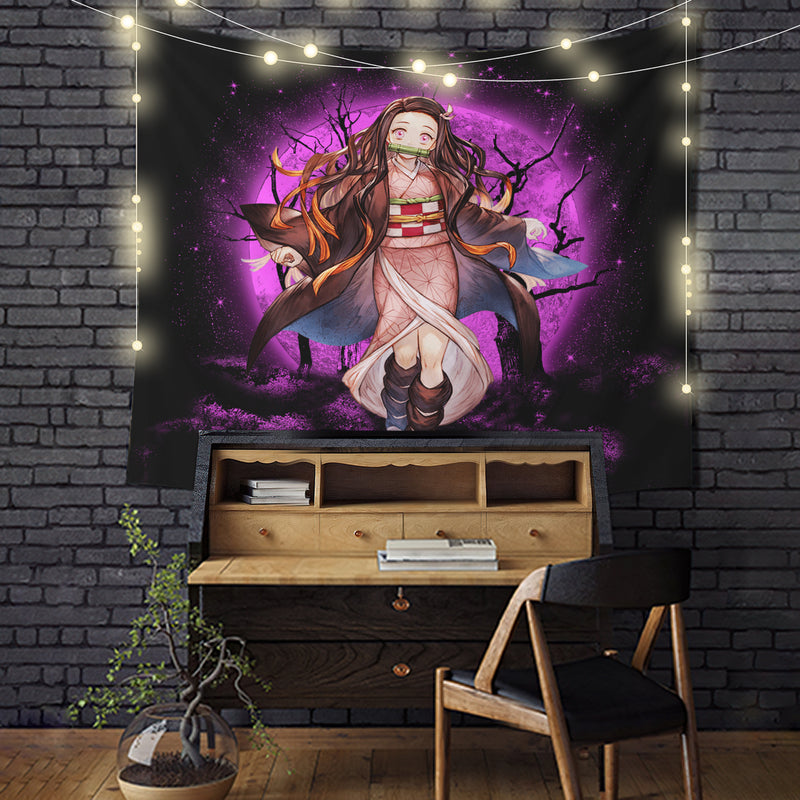 Nezuko Demon Slayer Moonlight Tapestry Room Decor Nearkii