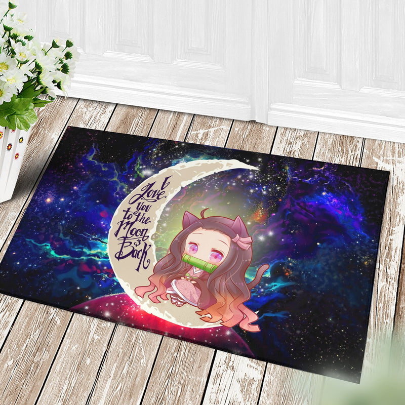 Nezuko Demon Slayer Love You To The Moon Galaxy Back Doormat Home Decor Nearkii