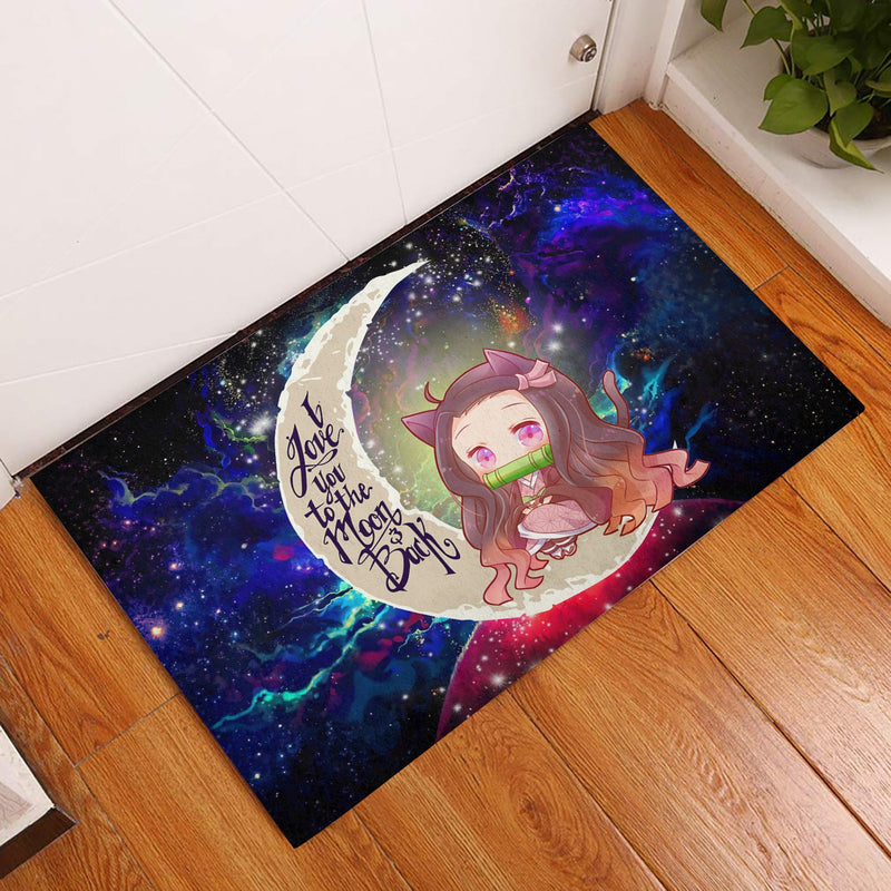 Nezuko Demon Slayer Love You To The Moon Galaxy Back Doormat Home Decor Nearkii