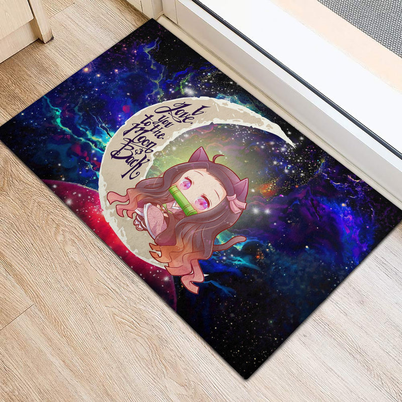 Nezuko Demon Slayer Love You To The Moon Galaxy Back Doormat Home Decor Nearkii