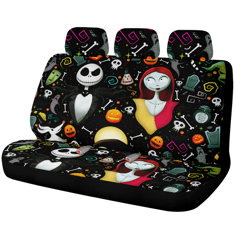 Nightmare Before Christmas Jack And Sally Black Car Back Seat Covers Decor Protectors Nearkii