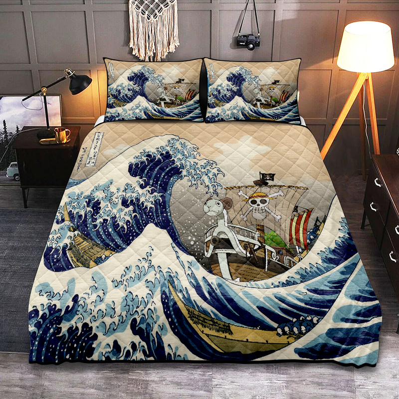 One Peace Anime The Great Wave Quilt Bed Sets