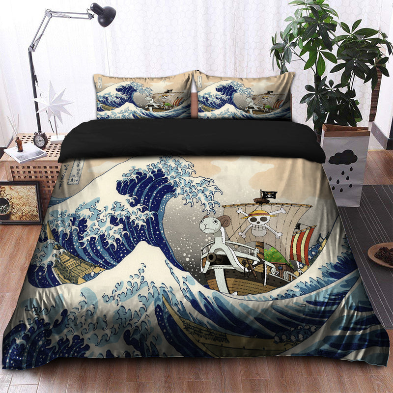 One Peace Anime The Great Wave Japan Bedding Set Duvet Cover And 2 Pillowcases