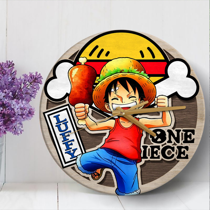 One Piece Monkey D Luffy Anime Wood Wall Clock Nearkii