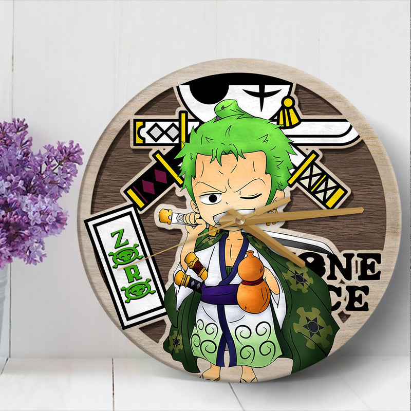 One Piece Roronoa Zoro Anime Wood Wall Clock Nearkii
