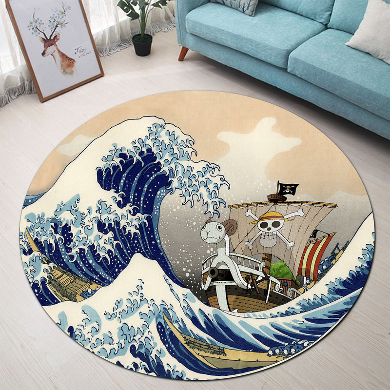 One Peace Anime The Great Wave Japan Round Carpet Rug Bedroom Livingroom Home Decor