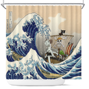 One Peace Anime The Great Wave Japan Shower Curtain