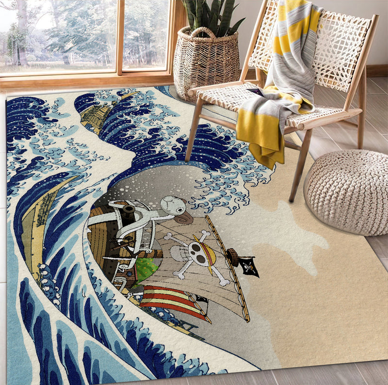 One Peace Anime The Great Wave Japan Carpet Rug Home Room Decor