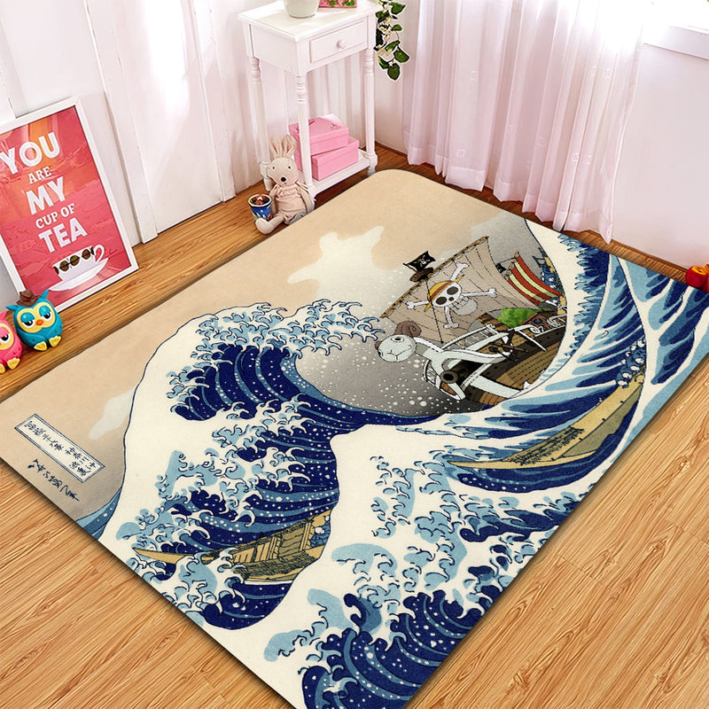 One Peace Anime The Great Wave Japan Carpet Rug Home Room Decor