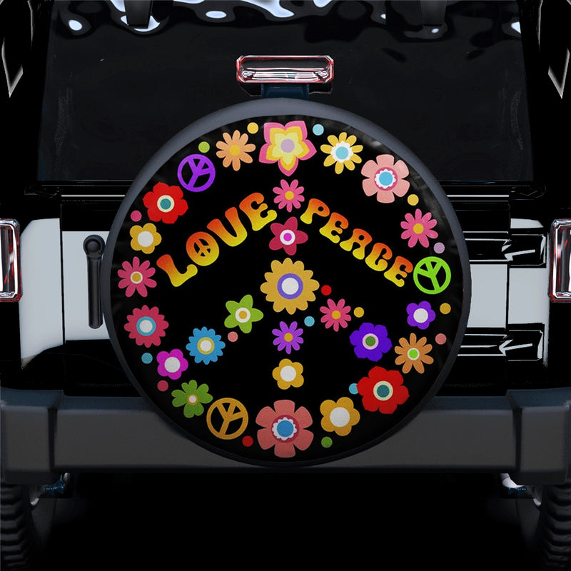 Peace Sign Love Tie Dye Hippie Jeep Car Spare Tire Covers Gift For Campers Nearkii
