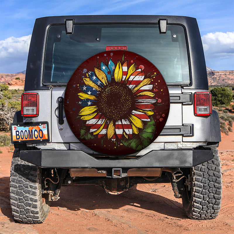 Peace Sunflower Jeep Car Spare Tire Cover Gift For Campers Nearkii