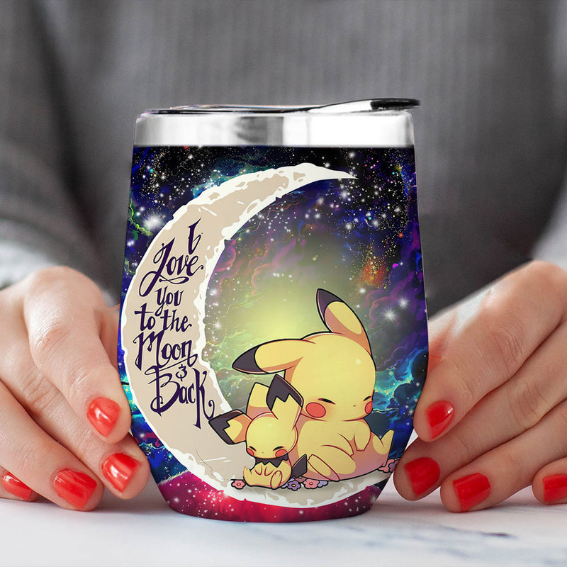 Pikachu Pokemon Sleep Love You To Moon And Back Premium Wine Tumbler Nearkii