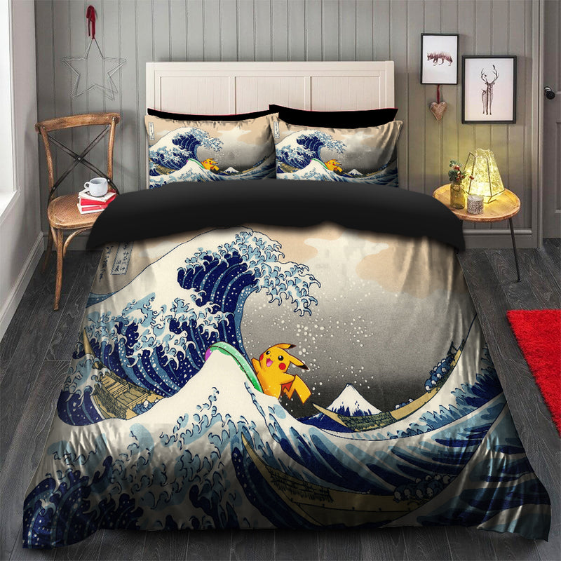 Pikachu The Great Wave Japan Pokemon Bedding Set Duvet Cover And 2 Pillowcases