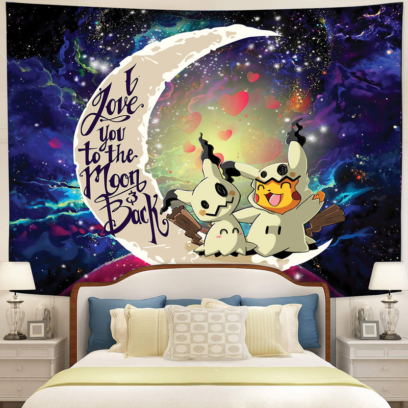 Pikachu Mimikyu Pokemon Love You To The Moon Galaxy 2 Tapestry Room Decor Nearkii