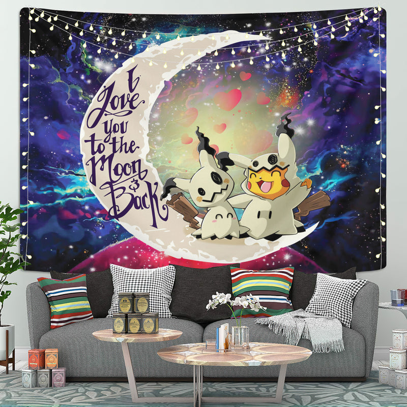 Pikachu Mimikyu Pokemon Love You To The Moon Galaxy 2 Tapestry Room Decor Nearkii