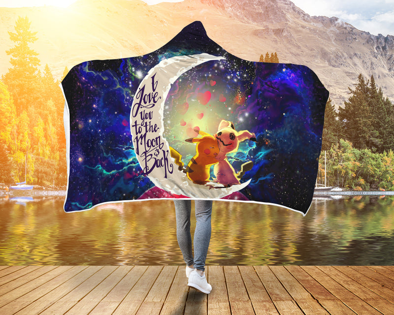 Pikachu Horro Love You To The Moon Galaxy Economy Hooded Blanket Nearkii