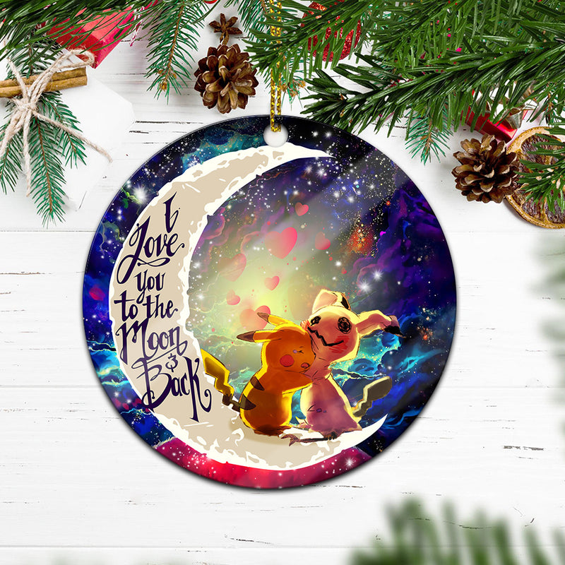 Pokemon Pikachu Horror Love You To The Moon Galaxy Mica Circle Ornament Perfect Gift For Holiday Nearkii