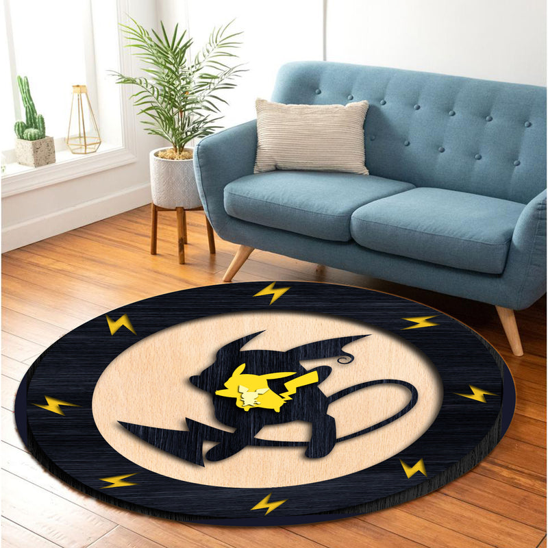 Pikachu Pokemon Round Carpet Rug Bedroom Livingroom Home Decor Nearkii