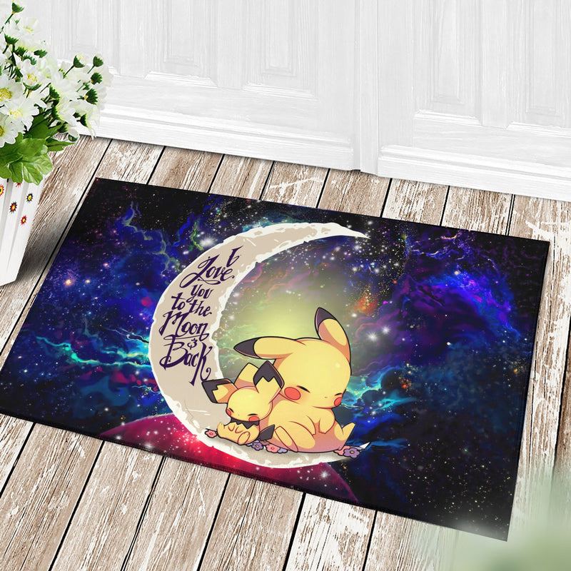 Pikachu Pokemon Sleep Love You To The Moon Galaxy Back Doormat Home Decor Nearkii
