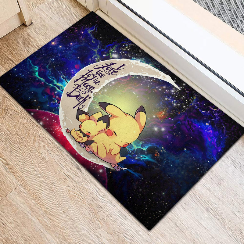 Pikachu Pokemon Sleep Love You To The Moon Galaxy Back Doormat Home Decor Nearkii