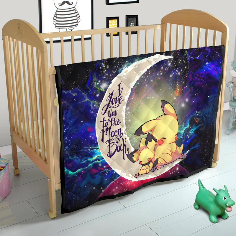 Pikachu Pokemon Sleep Love You To The Moon Galaxy Quilt Blanket Nearkii
