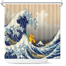 Pikachu The Great Wave Japan Shower Curtain