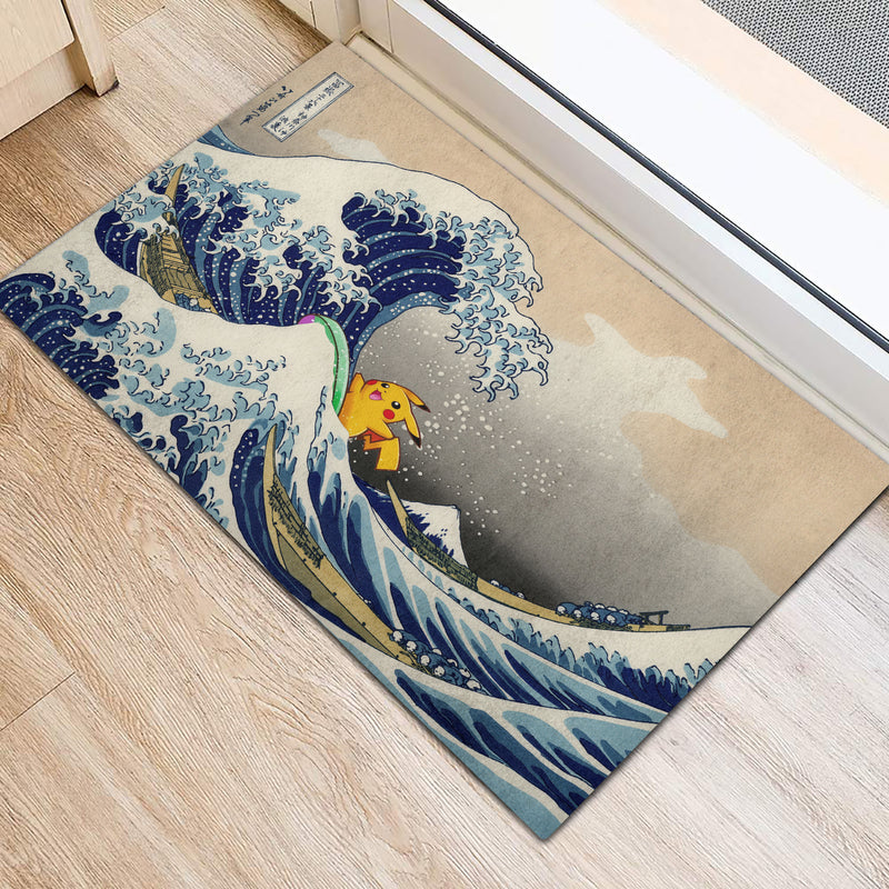 Pikachu The Great Wave Japan Pokemon Doormat Home Decor