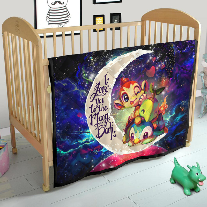 Piplup Turtwig And Chimchar Gen 4 Love You To The Moon Galaxy Quilt Blanket Nearkii