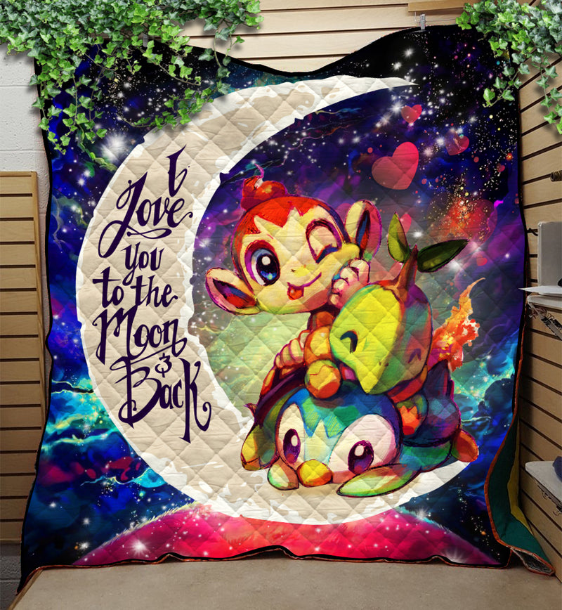 Piplup Turtwig And Chimchar Gen 4 Love You To The Moon Galaxy Quilt Blanket Nearkii