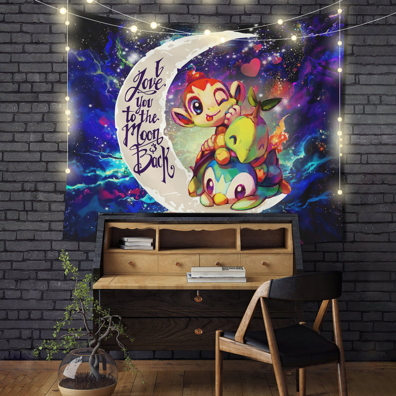 Piplup Turtwig And Chimchar Gen 4 Love You To The Moon Galaxy Tapestry Room Decor Nearkii