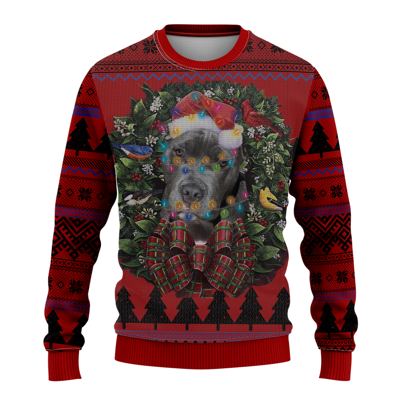 Pitbull Terrier Mc Ugly Christmas Sweater Thanksgiving Gift Nearkii